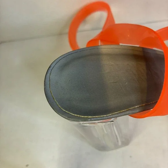 Dolls Kill Darker Wavs Coral Orange Clear Platform Sandals DW20-656 Womens 8M - Picture 16 of 16